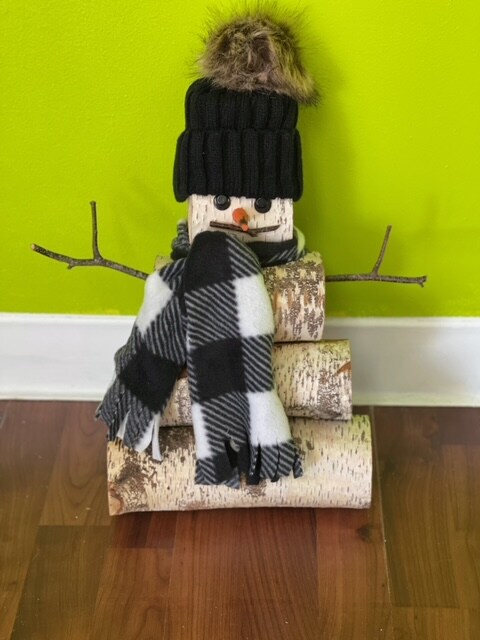 MEDIUM BIRCHWOOD HANDMADE SNOWMAN